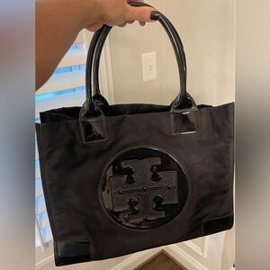 Tory Burch Black Patent Ella Logo Tote